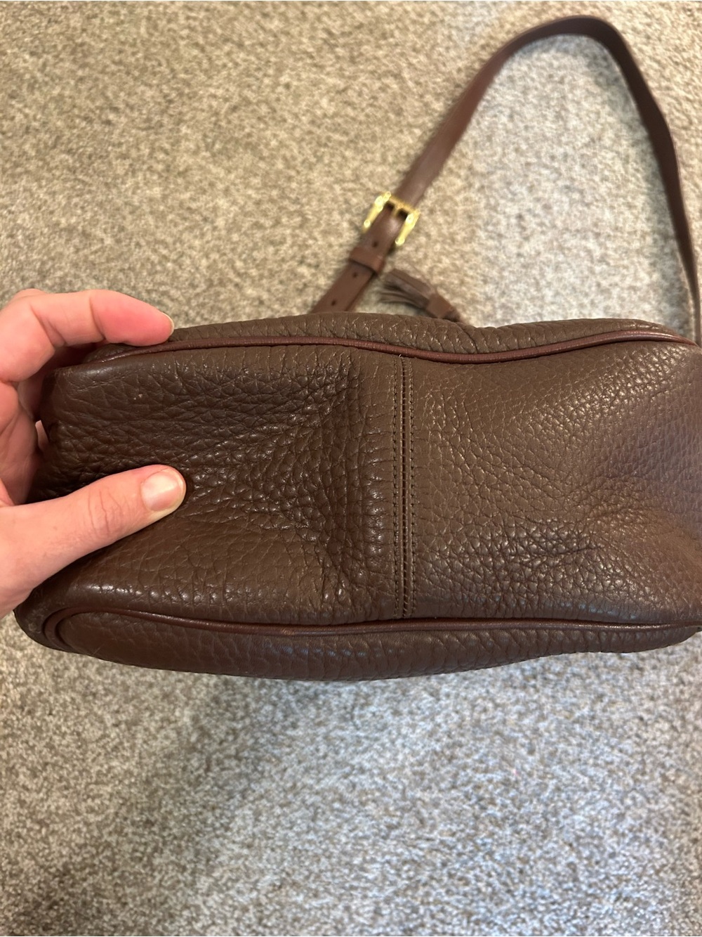 Vintage 1980’s Dooney & Bourke Brown Pebbled Leather Drawstring Bucket Crossbody - Picture 6 of 9